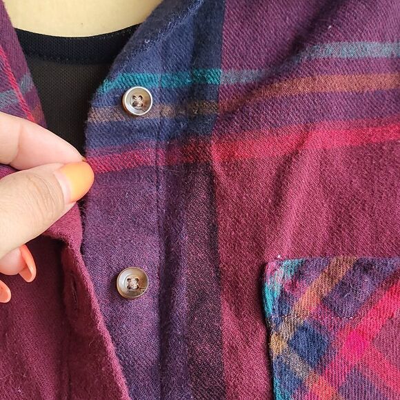 Miami Plaid Button Down Roll Tap Sleeve Shirt Size S - Picture 7 of 13